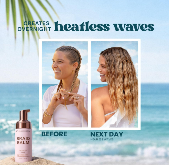 The Beachwaver Co. Braid Balm Pre-Braid Prep - Full Size (4 Fl Oz)  Frizz-Taming