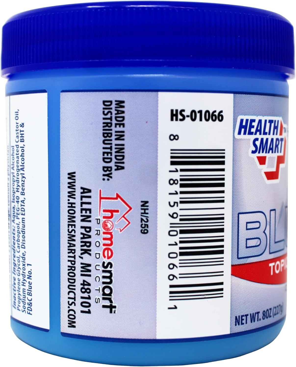 Health Smart Blue Ice Pain Relief Gel Menthol Topical Analgesic 8oz Pack of 3