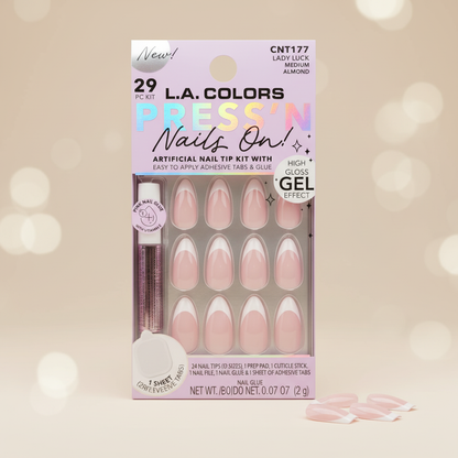 L.A. Colors Lady Luck Press On Nails Medium Almond Gel High Gloss CNT177 29pc