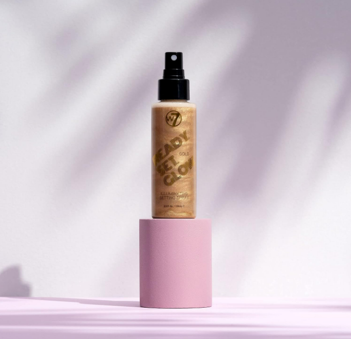W7 Ready Set Glow Makeup Setting Spray - Shimmer Finish - Long-Lasting, Gold