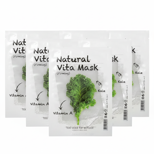 Too Cool For School Natural Vita Mask Firming Vitamin A Kale Sheet Mask 5 Pack