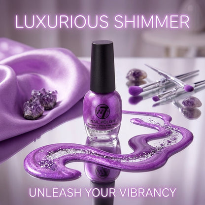 W7 Gemstone Nail Polish Purple Shimmer Metallic Glitter Sparkle 15ml 0.5oz NP016