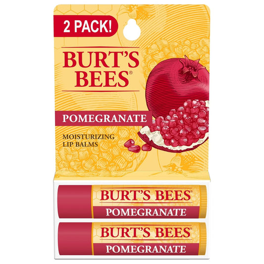 Burt's Bees Lip Balm - Pomegranate, Lip Moisturizer 2 Tubes, 0.15 oz