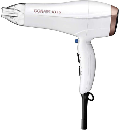 Conair Double Ceramic 1875W Hair Dryer, 3 Heat/ 2 Speed Blow Dryer, White Color
