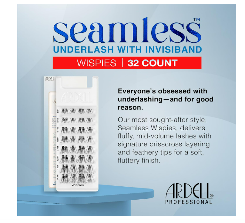 Ardell Seamless Underlash Wispies Lash Clusters, DIY Lash Extension, 32 ct