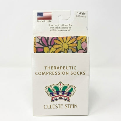 Celeste-Stein-CMPS-2144 Womens 8-15 mmHg Compression Sock - Colorful Daisies