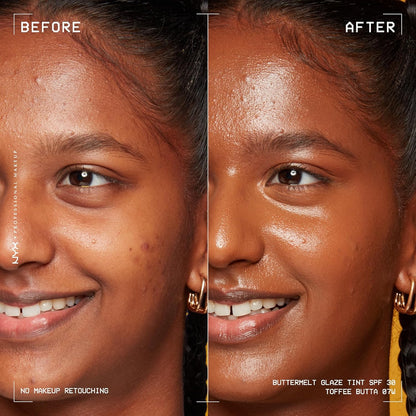 NYX PROFESSIONAL MAKEUP Buttermelt Glaze Soft Glow Skin Tint SPF 30 Up To 12HR Wear 07 Toffee Butta