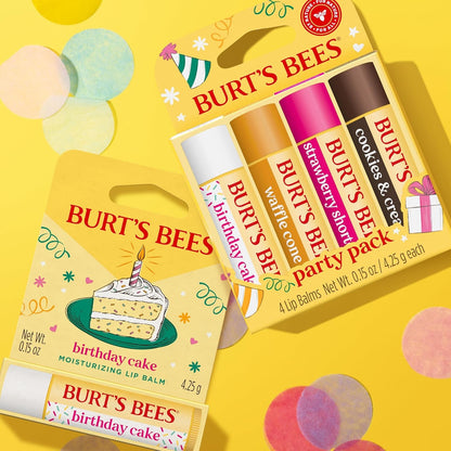 Burt's Bees Birthday Cake Lip Balm, Tint-Free, Natural Origin Lip Care, 1 Tube
