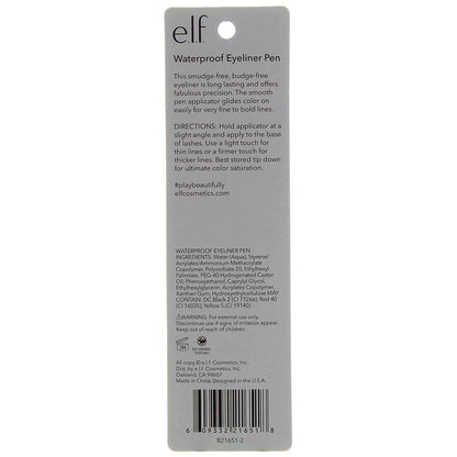 2 Pack E.L.F. Eyeliner Pen Felt Tip Black Long Lasting Liquid Eyeliner 0.05 Oz