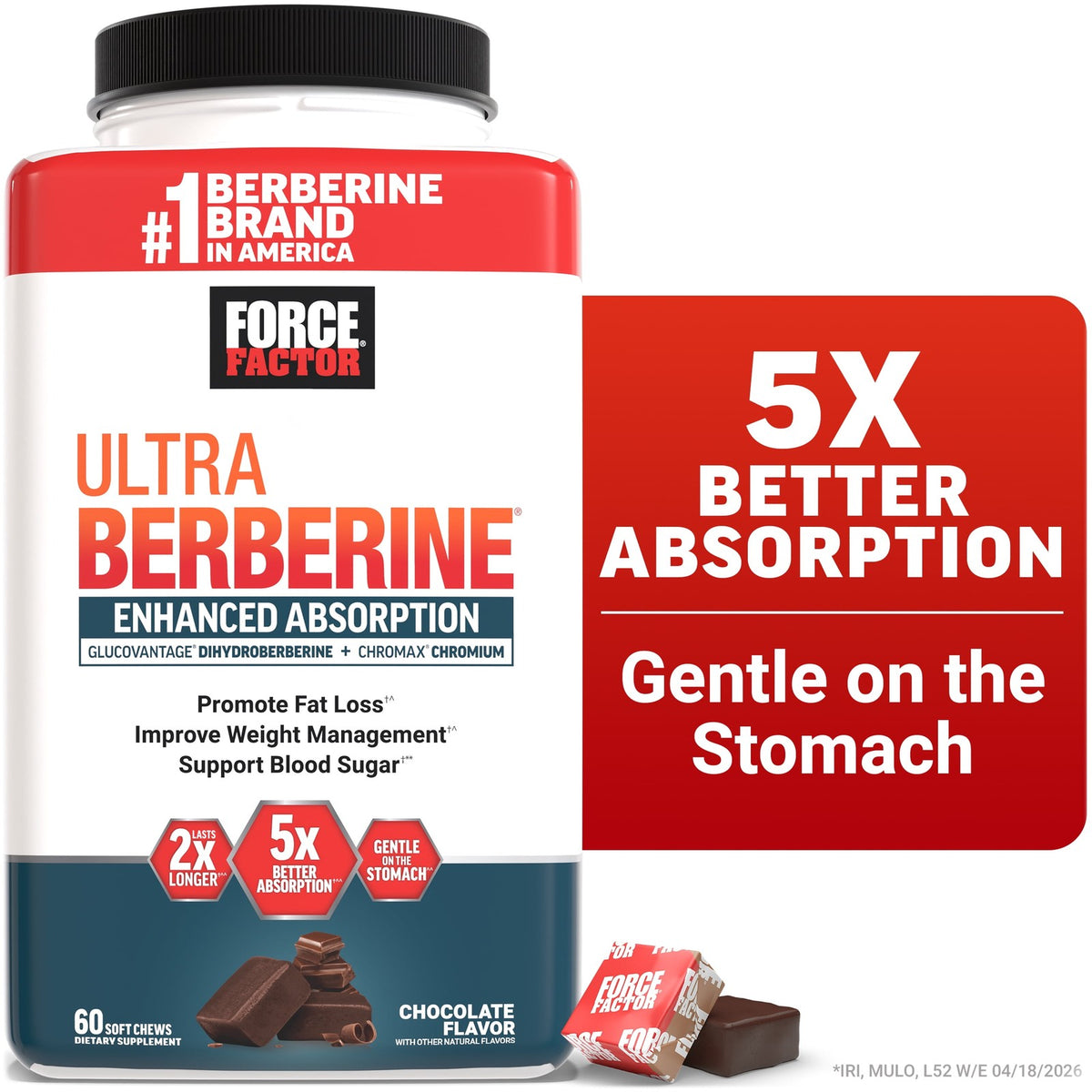 Force Factor Ultra Berberine Enhanced Absorption for Fat Loss, EXPJAN27