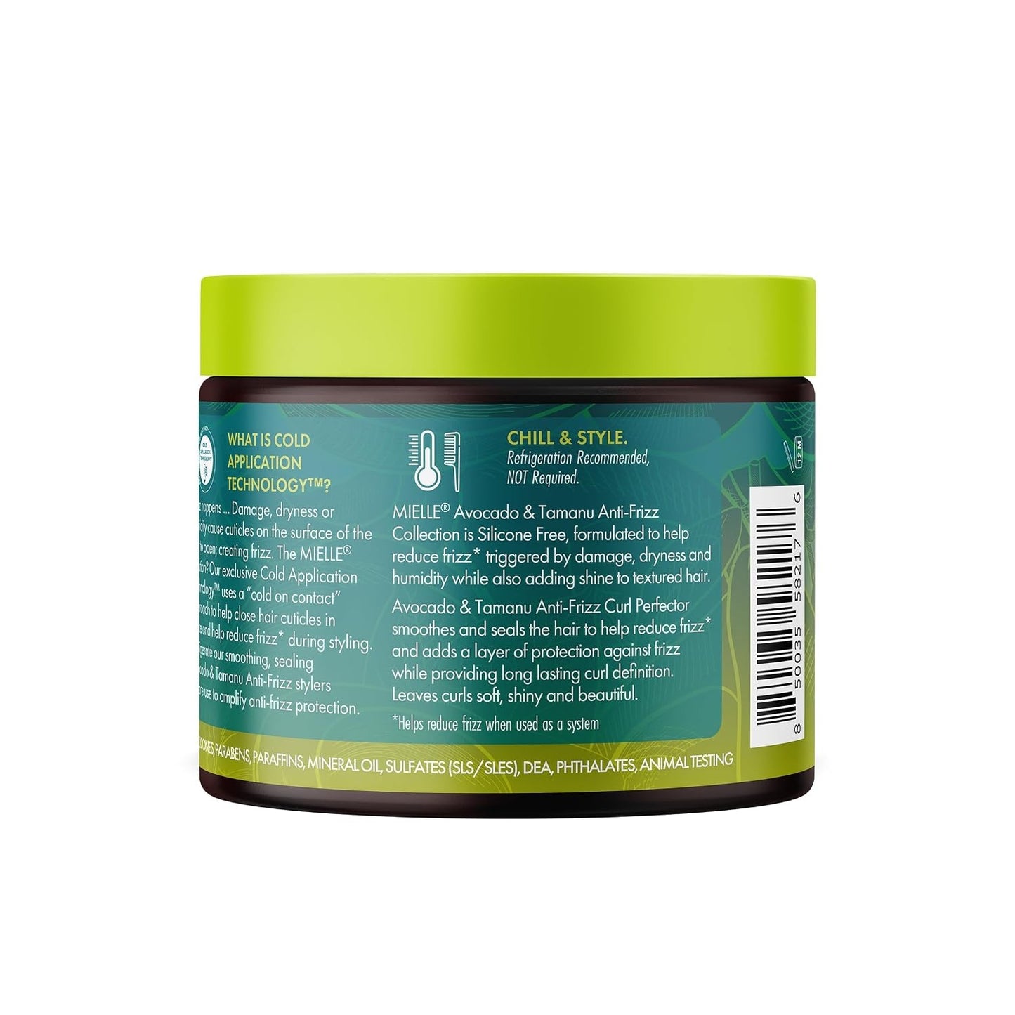 Mielle Organics Avocado & Tamanu Anti-Frizz Curl Cream for Textured Hair, 12 oz