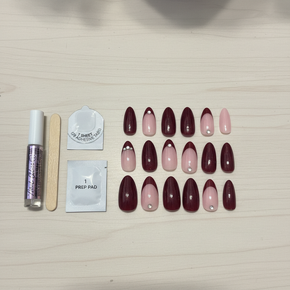 LA Colors Press On Nails Cat Eye Elegance Medium Almond CNT182 Glue & Tabs 29pc