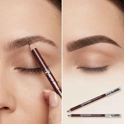 W7 Super Brows Super Definition Eyebrow Pencil - Dark Brown HD Brow Pen + Brush