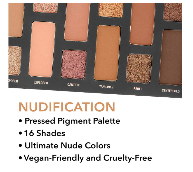 W7 Nudification Pressed Pigment Palette - 16 High Impact Nude Colors - Flawless