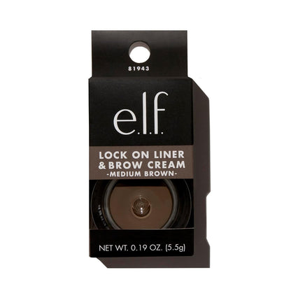 e.l.f. Lock on Liner and Brow Cream, Medium Brown, 0.19 oz