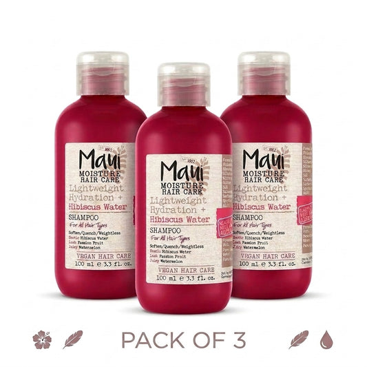 Maui Moisture Hibiscus Water Shampoo Travel Size 3.3oz Pack of 3 Lightweight