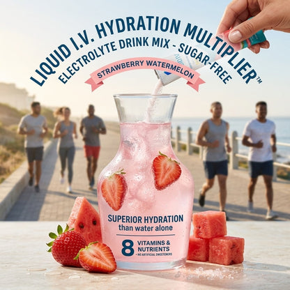 Liquid IV Sugar-Free Strawberry Watermelon Hydration Multiplier 6 Count Pack