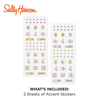 Sally Hansen Salon Effects Nail Accents | Easy to Use, No Commitment, Mix and Match Designs | Nail Art Decals for Polish or Bare Nails | Princess Cut | Heart Shaped and Jewel Designs