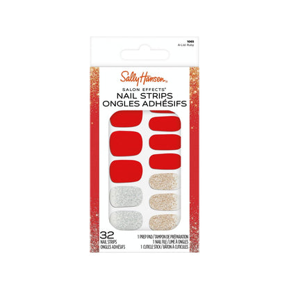 Sally Hansen Salon Effects Nail Strips No UV Light Needed No Dry Time Long Lasting Non Damaging 32 Nail Strips 1 Cuticle Stick Nail File Prep Pad List Ruby
