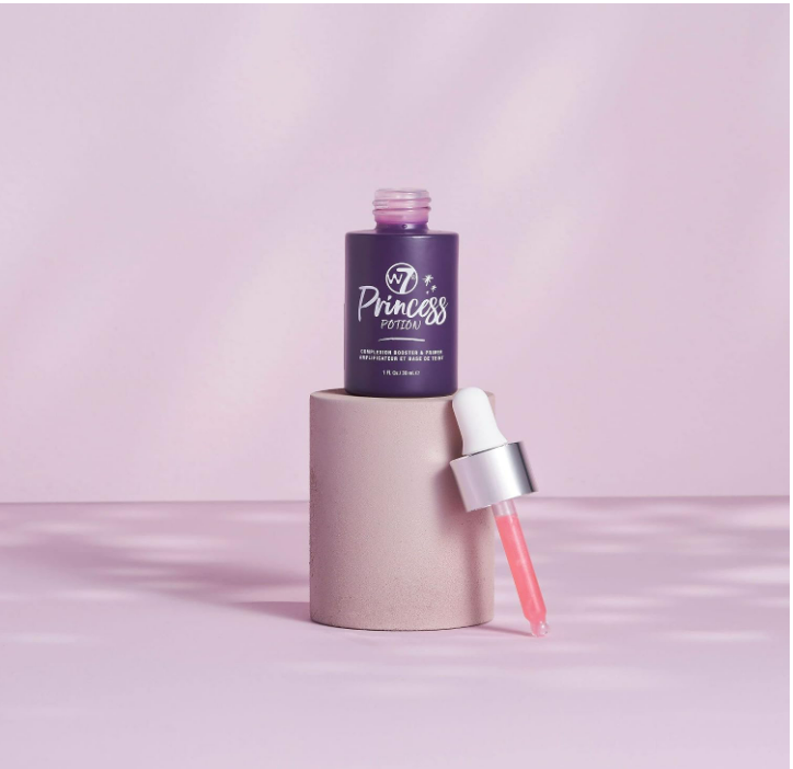 W7 Princess Potion Face Primer Drops Purple Makeup Base Priming Formula For Flawless Bright Skin Vegan Makeup, 30 ml.