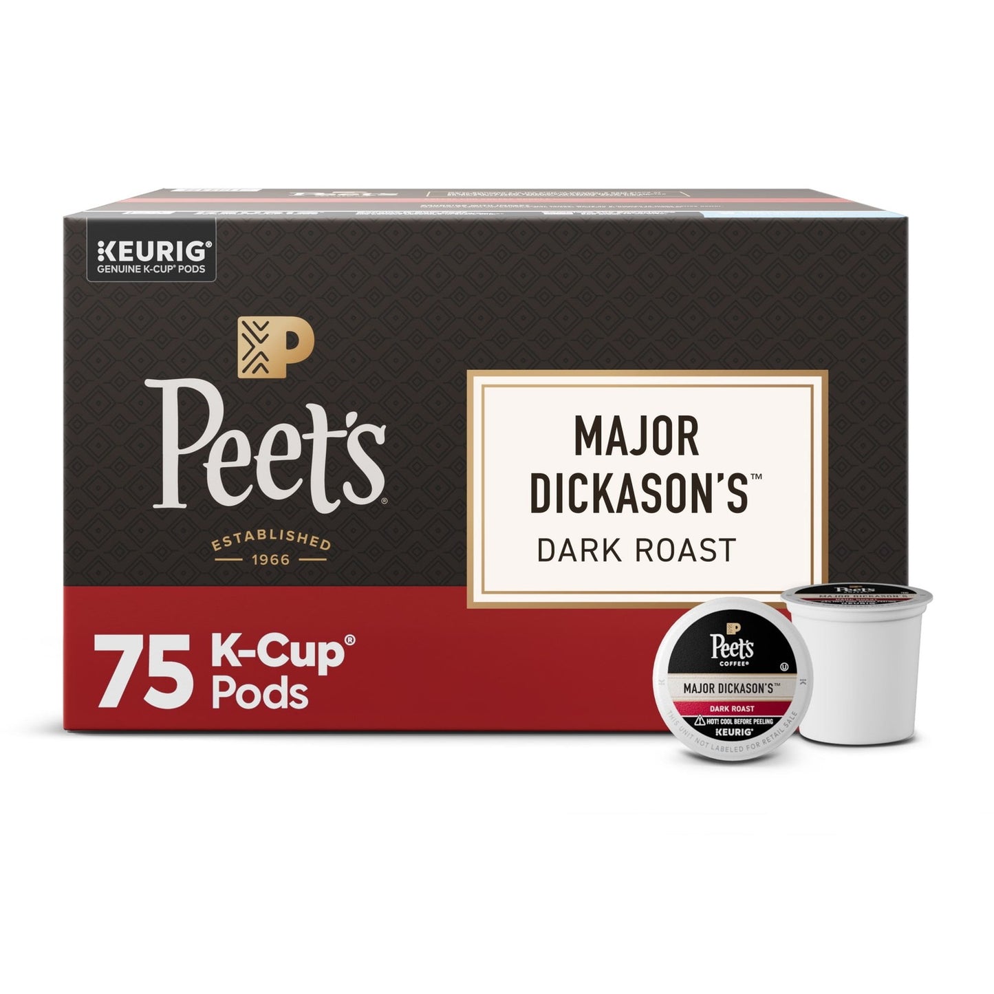 Peet's Coffee Major Dickason's Blend Premium Dark Roast K-Cup Coffee Pods, 75 Ct