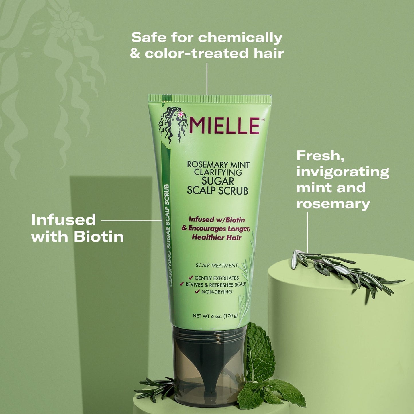 2 pack Mielle Rosemary Mint Clarifying Sugar Scalp Scrub - 6 oz