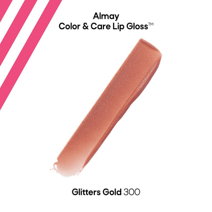 Almay Color & Care Hydrating Lip Gloss, Hypoallergenic, 300 Glitters Gold, 0.1 f