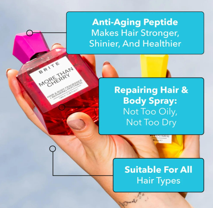 Brite Hair & Body Fragrance with Repairing Anti-Aging Peptides, More Than Cherry, 3.38 FL OZ