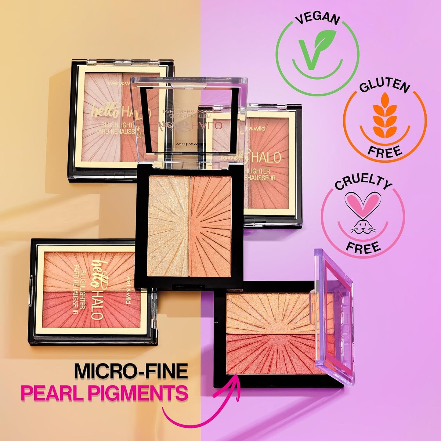 Wet n Wild MegaGlo Blushlighter, Blendable Blush & Highlighter Set, Flash Me