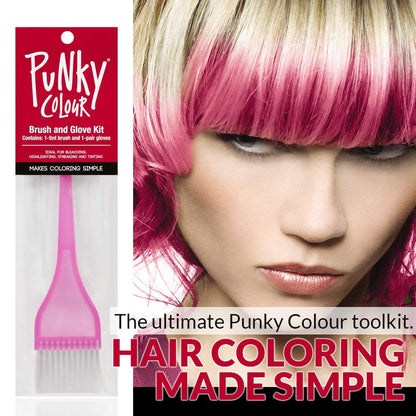 Punky Colour Hair Dye Brush and Glove Kit 2 Pack for Bleaching Highlighting Tint