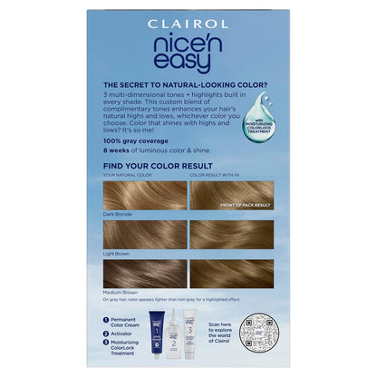 2x Clairol Nice'n Easy Permanent Hair Dye 7C Dark Cool Blonde Gray Coverage