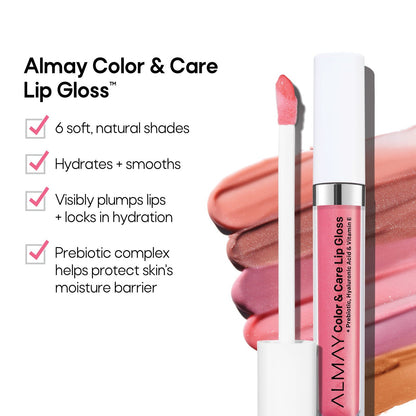 Almay Color & Care Hydrating Lip Gloss, Hypoallergenic, 400 Peachy Sky, 0.1 fl o