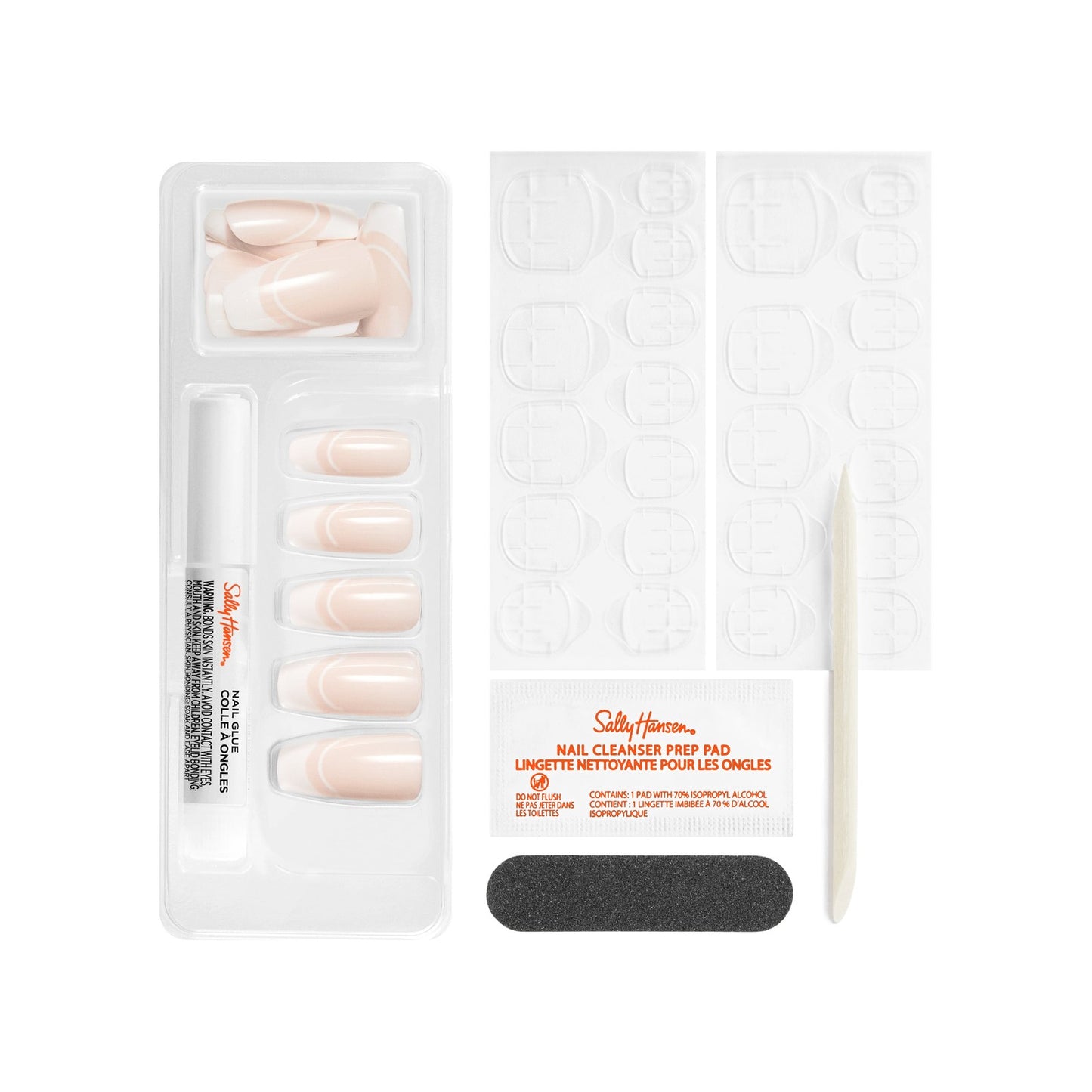 Sally Hansen Perfect Manicure Press On Nails, Coffin Shape, On Pointe French Man
