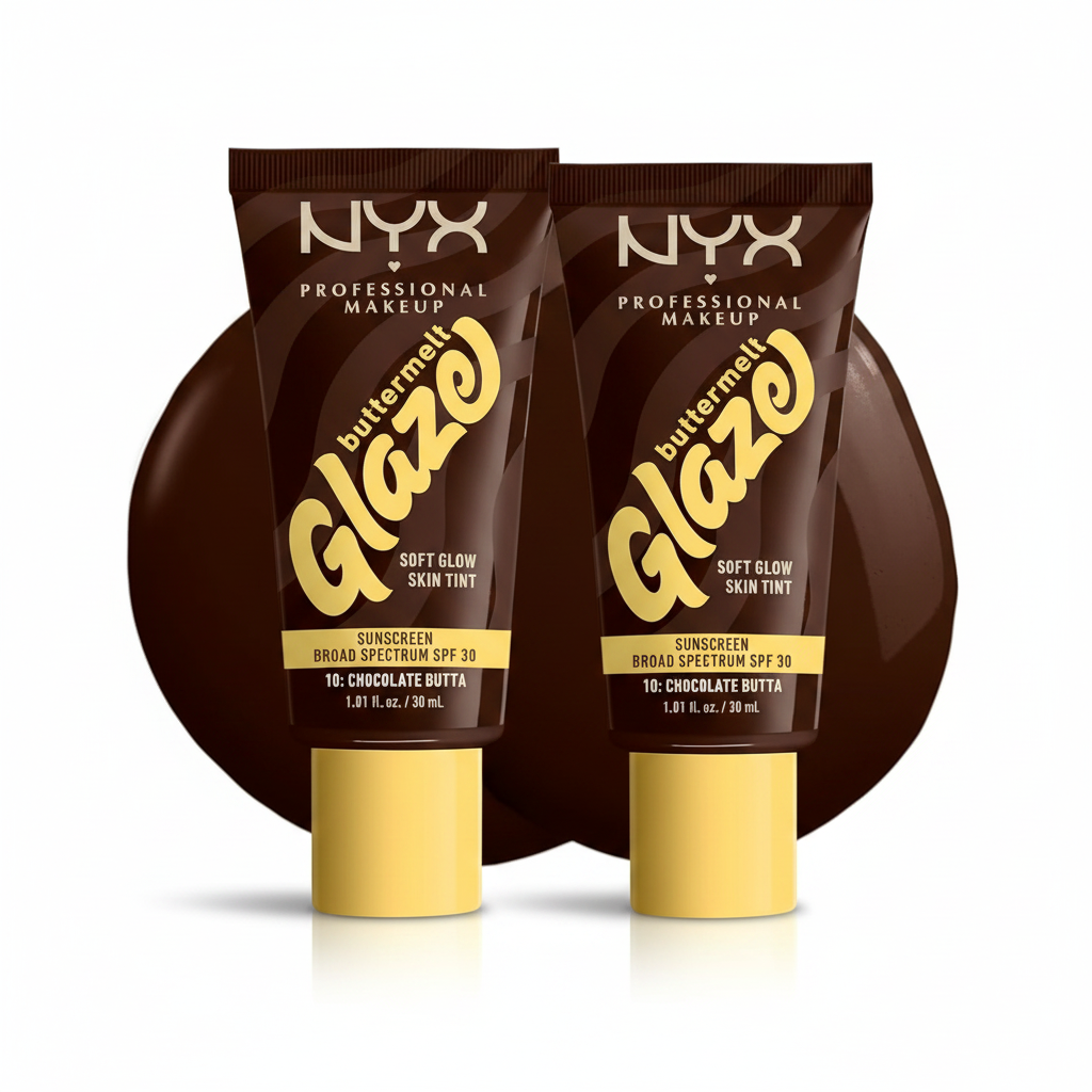 2 Pack NYX Buttermelt Glaze Soft Glow Skin Tint SPF 30 10 Chocolate Butta