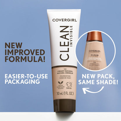 COVERGIRL Clean Invisible Liquid Foundation, 103 Light Ivory, 1.0 fl oz