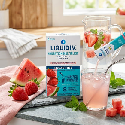 Liquid IV Sugar-Free Strawberry Watermelon Hydration Multiplier 6 Count Pack