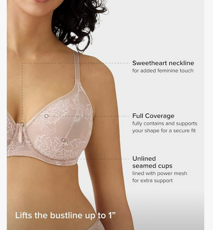 Wacoal Women's Full Bloom Unlined Underwire Full Coverage Bra, Rose Dust 40G