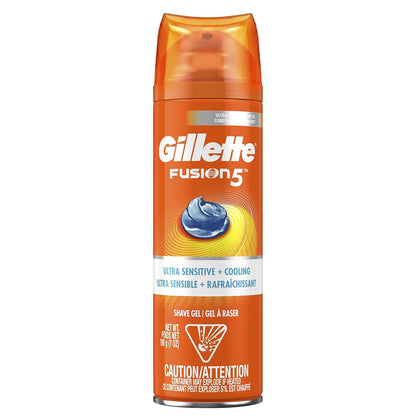 2 Pack Gillette Fusion5 Ultra Sensitive Cooling Shave Gel 7oz Men's Shaving Crea