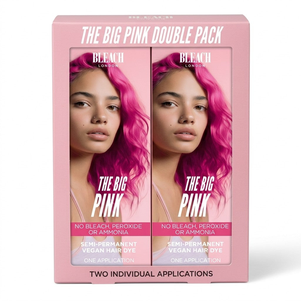 2 Pack Bleach London The Big Pink Semi-Permanent Hair Color Dye Vegan 150ml Each