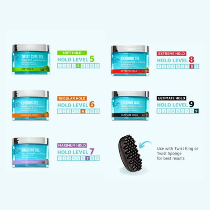 Kiss Colors & Care Braiding Hair Styling Gel, Level 7 Maximum Hold for Textured