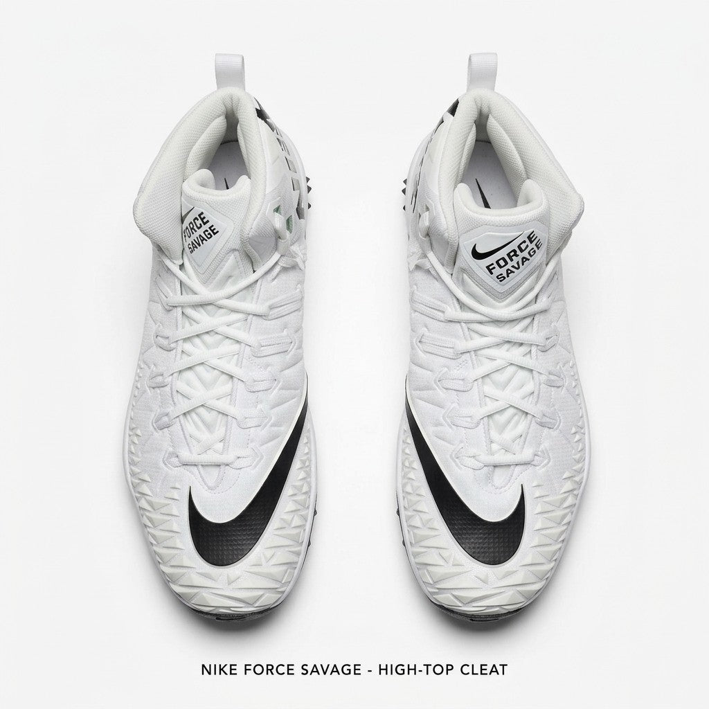 Nike Force Savage Pro Mid White Black Men's Football Cleats Size 16 923306-101