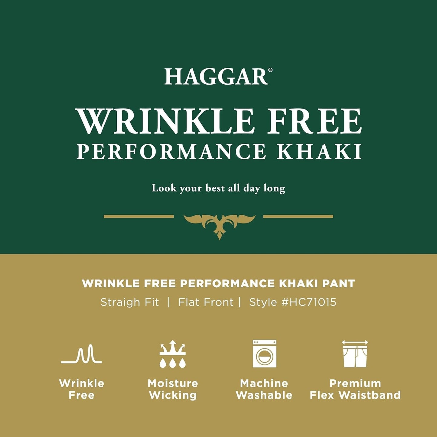 Haggar Men's Wrinkle Free Performance Khaki Straight Fit Flat Front Pant 32X30