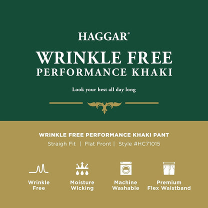 Haggar Men's Wrinkle Free Performance Khaki Straight Fit Flat Front Pant 32X30