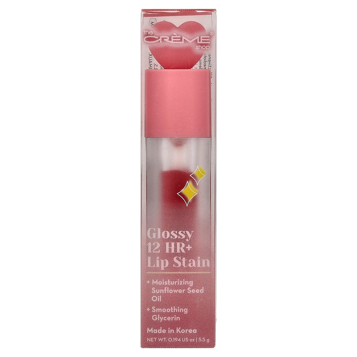 The Creme Shop Glossy 12 HR+ Lip Stain, Smitten, 0.194 oz (5.5 g)
