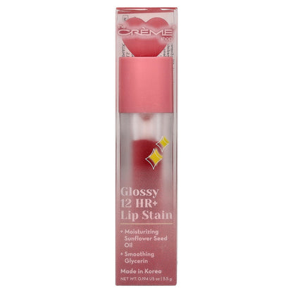 The Creme Shop Glossy 12 HR+ Lip Stain, Smitten, 0.194 oz (5.5 g)
