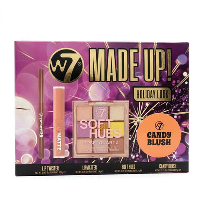 W7 Made Up Holiday Look 4pc Makeup Gift Set Palette Lip Liner Liquid Blush
