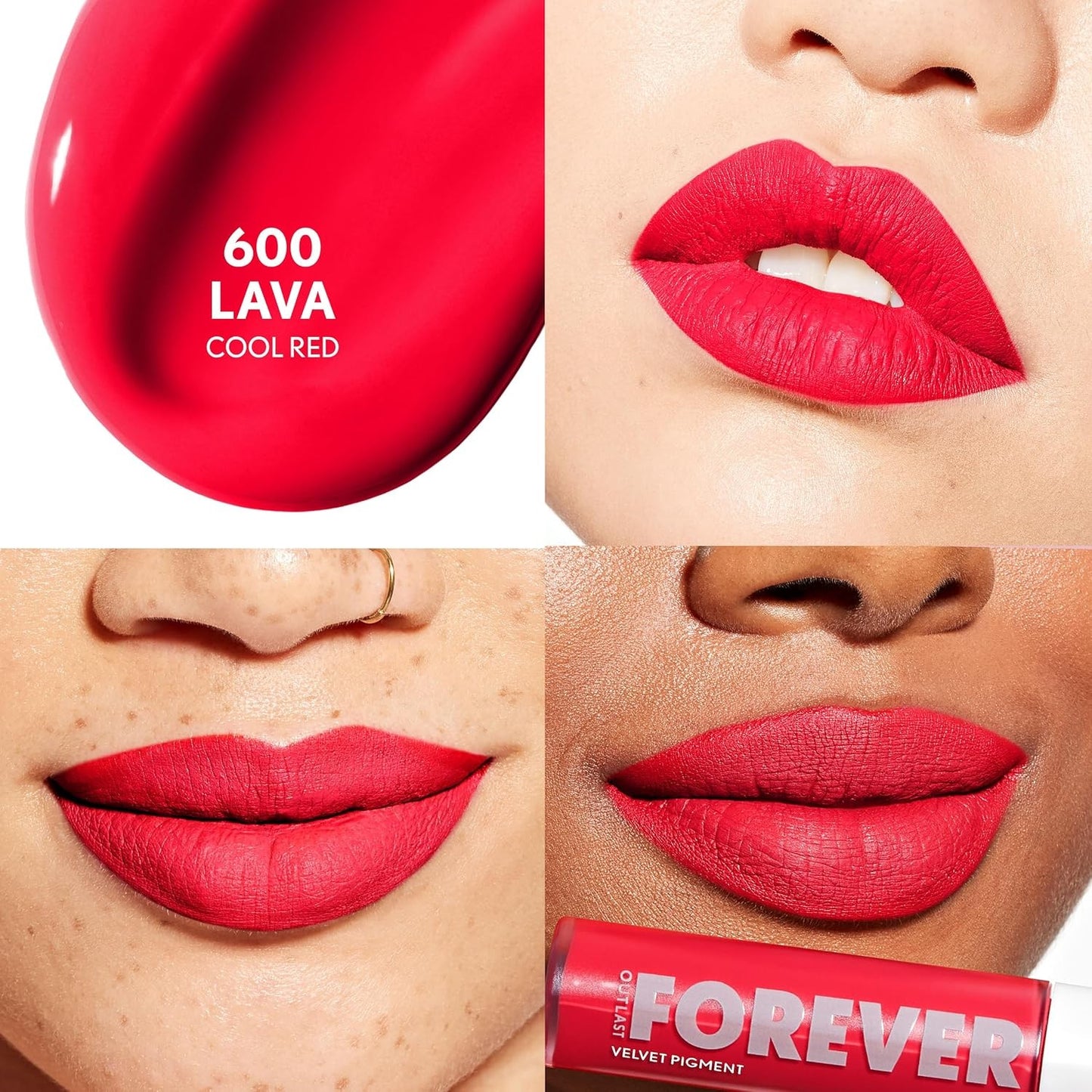 CoverGirl Outlast Forever Velvet Pigment, 600 Lava, Matte Lipstick Vegan Formula