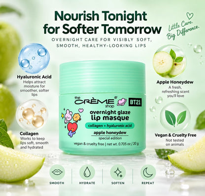 The Crème Shop x BT21 Overnight Glaze Lip Masque, Apple Honeydew, 20 g