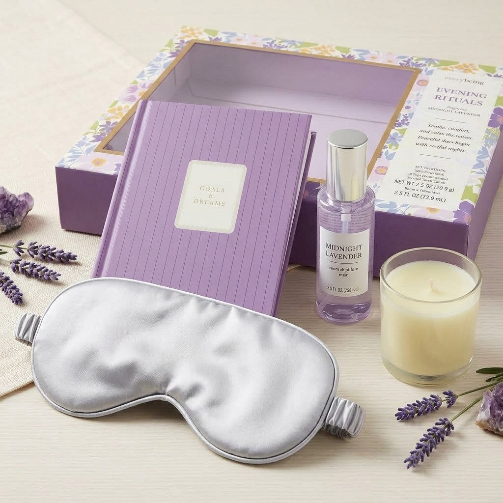 everybeing Evening Rituals Midnight Lavender Sleep Gift Set Mask Journal Mist