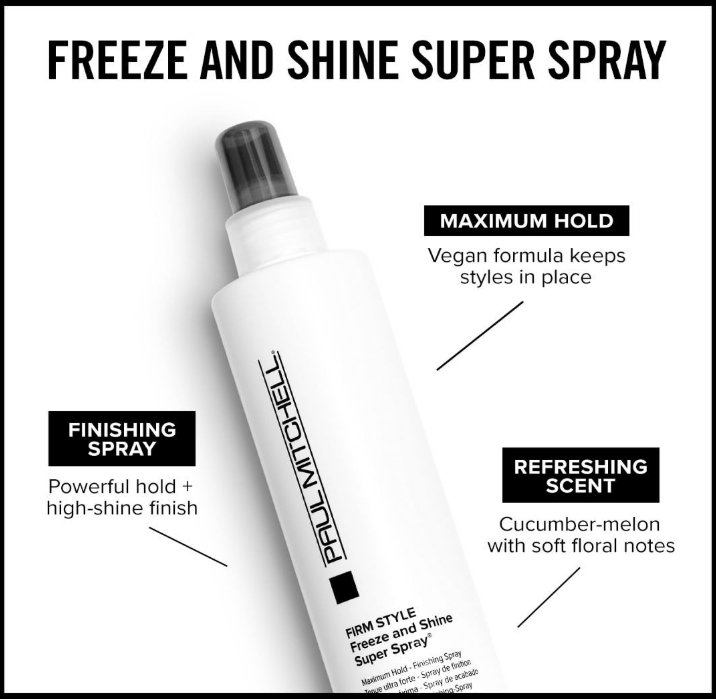Paul Mitchell Freeze Shine Super Hairspray Maximum Hold Shiny Finish Hairspray For Coarse Hair